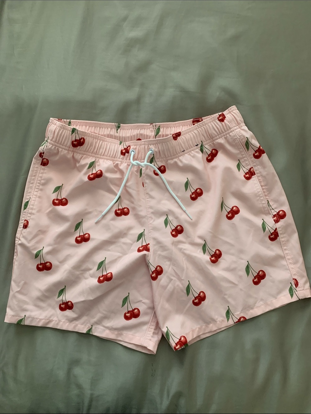 Hollister Pink Cherry-Print Swim Trunks